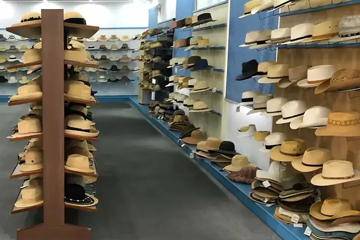 Raffia hat samples in the LuxoHat sample room