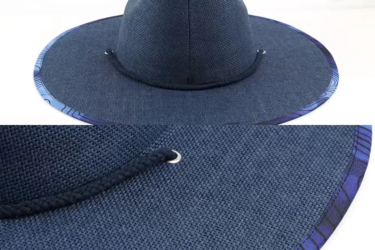 Wide-brim hat and close-up showing the printable brim surface and patterned edge