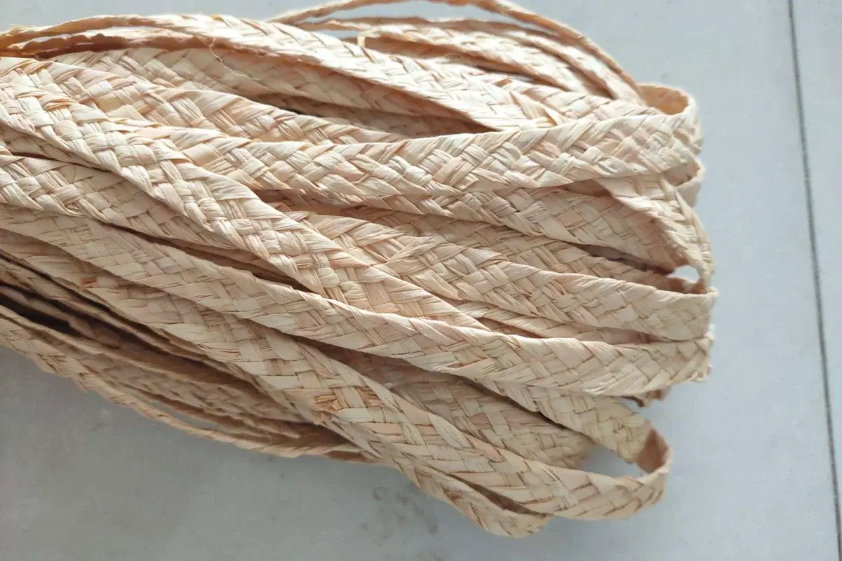 Close-up of natural straw braid prepared for construction and feasibility review